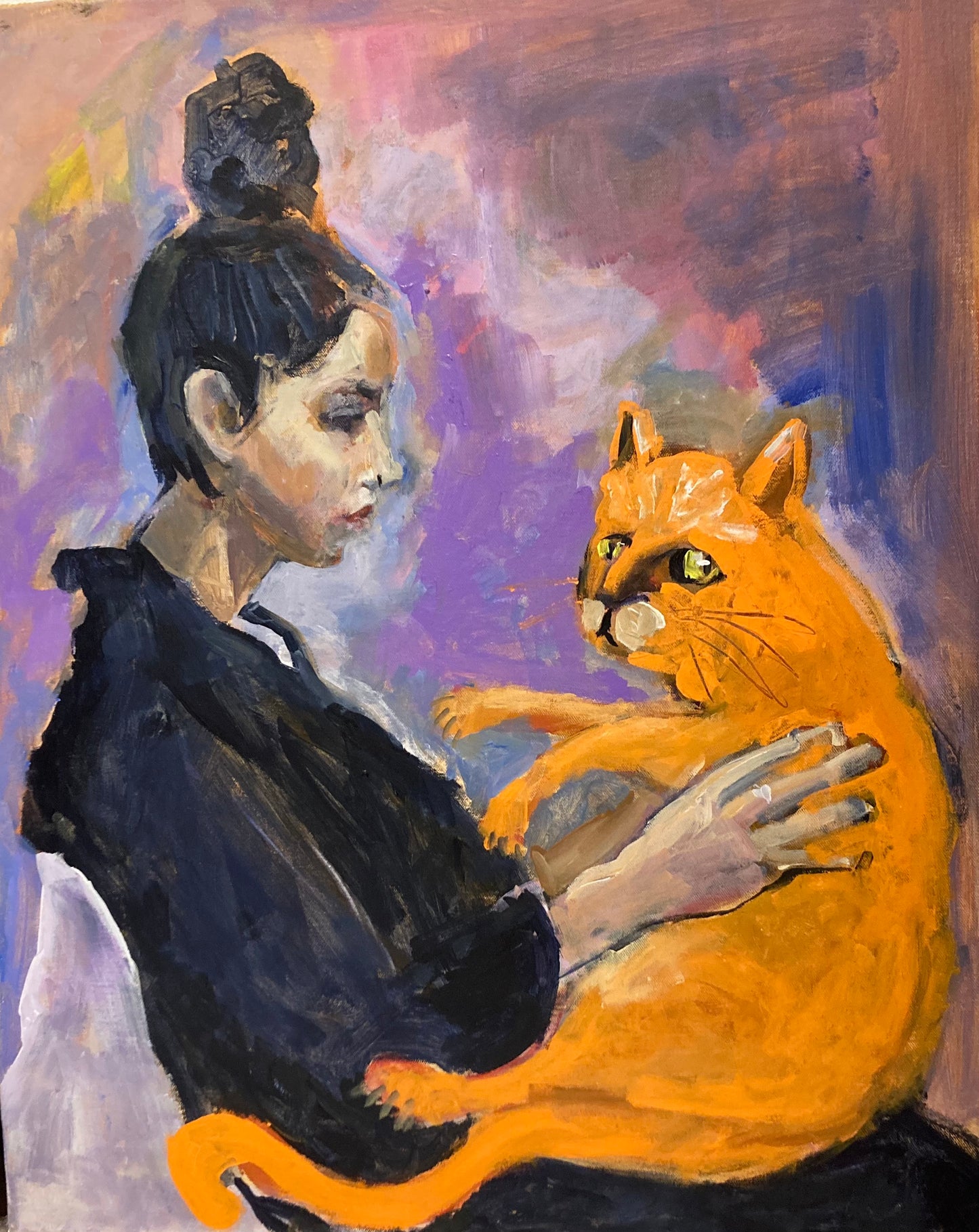Girl With Orange Cat